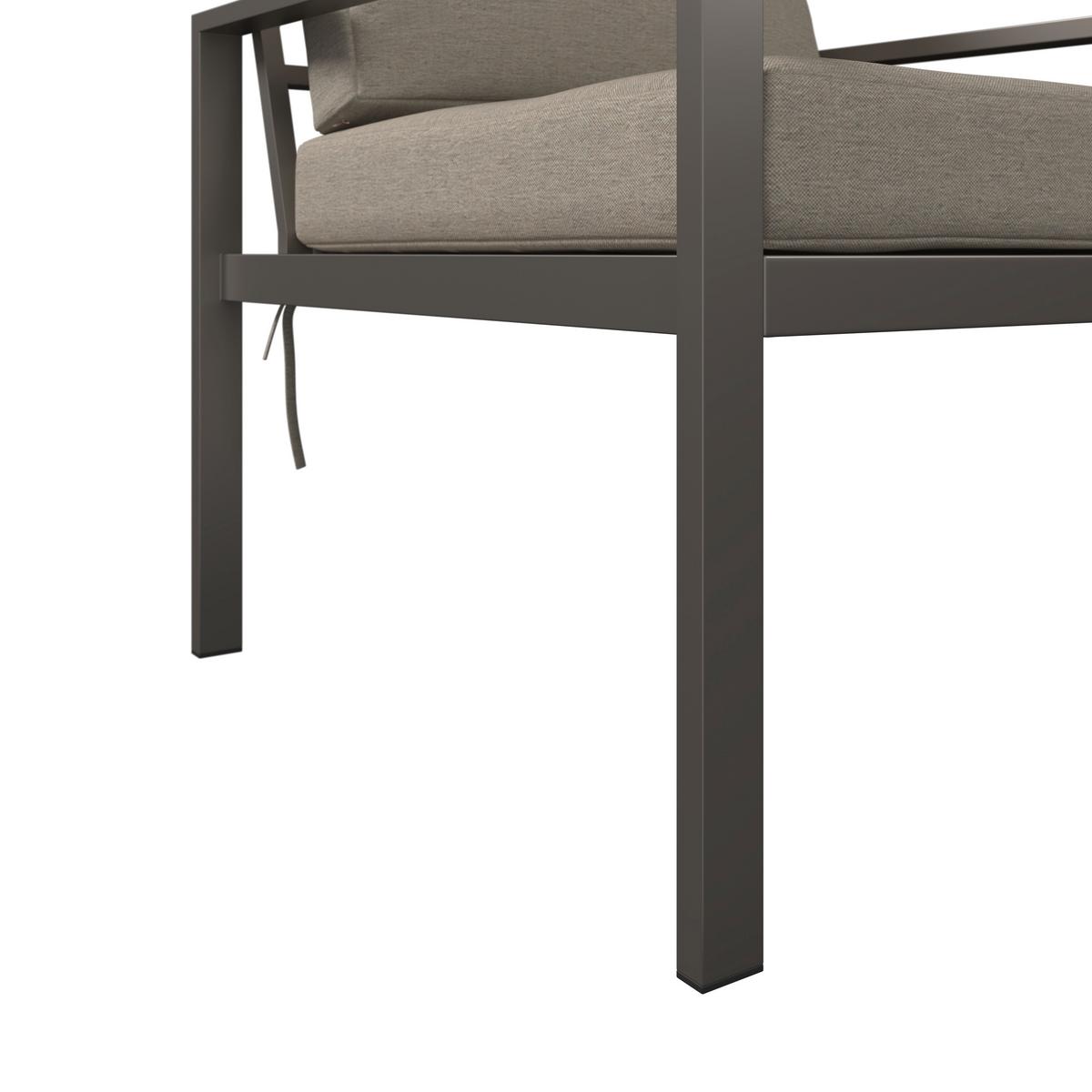 Loungegarnitur Zamora - Graubraun/Beigebraun, MODERN, Textil/Metall (105/35,5/50cm) - Beldano