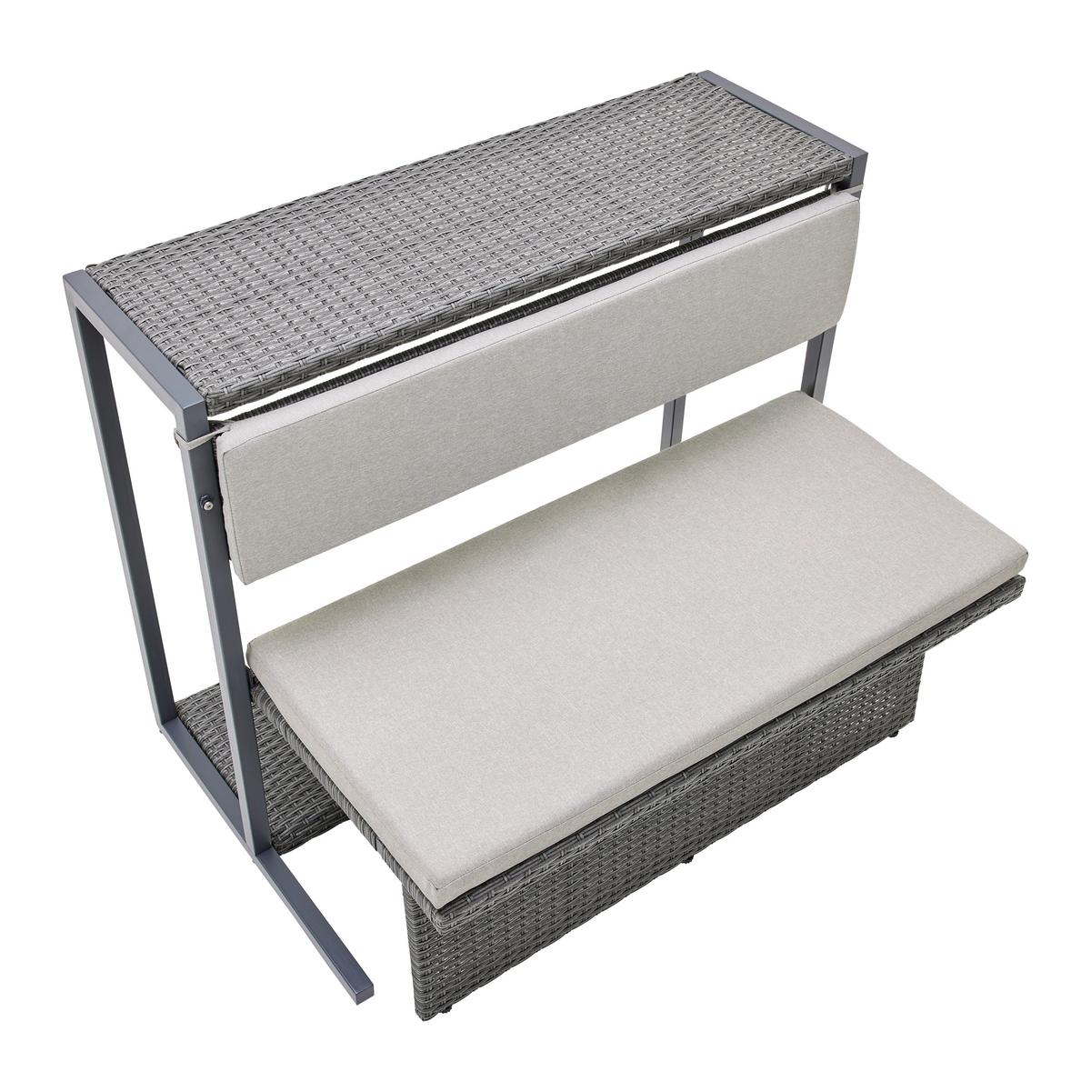 Sada na balkon MARIO šedá/tm.šedá - šedá/světle šedá, Moderní, kov/textil (110/86,5/80cm) - Bessagi Garden