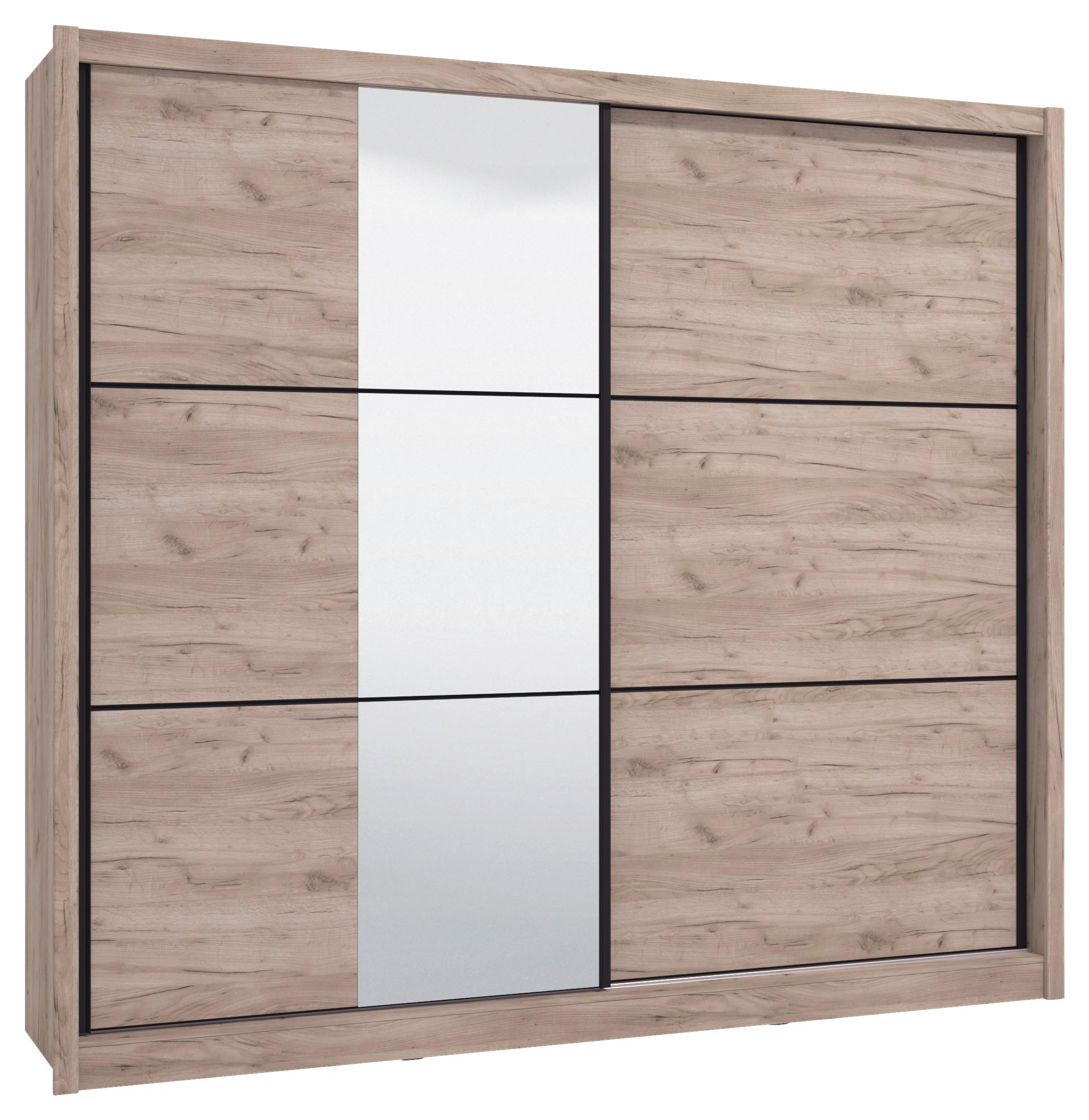 Tolóajtós Szekrény Navara 242/215,5 Cm - tölgyfa színű, Basics (242/215,5/60,5cm)