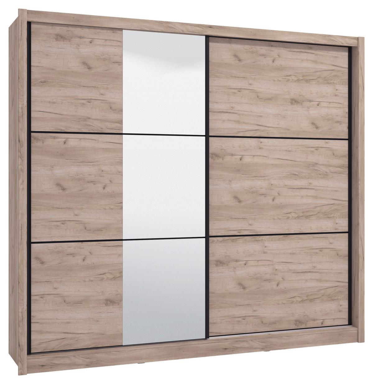 Tolóajtós Szekrény Navara 242/215,5 Cm - tölgyfa színű, Basics (242/215,5/60,5cm)