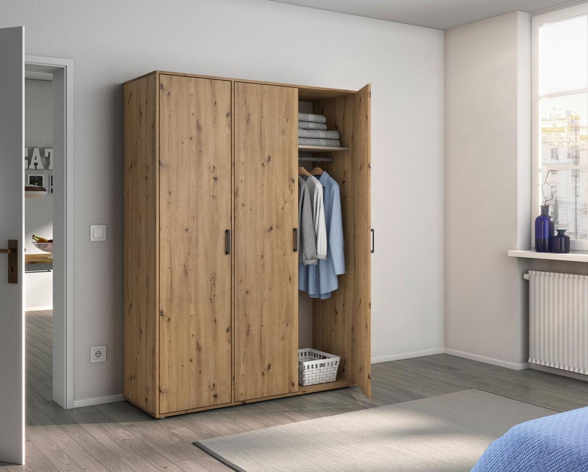 Drehtürenschrank 140 cm Voyager Eiche Artisan - Eiche Artisan, MODERN, Holzwerkstoff (140/194/53cm) - Rauch Möbel