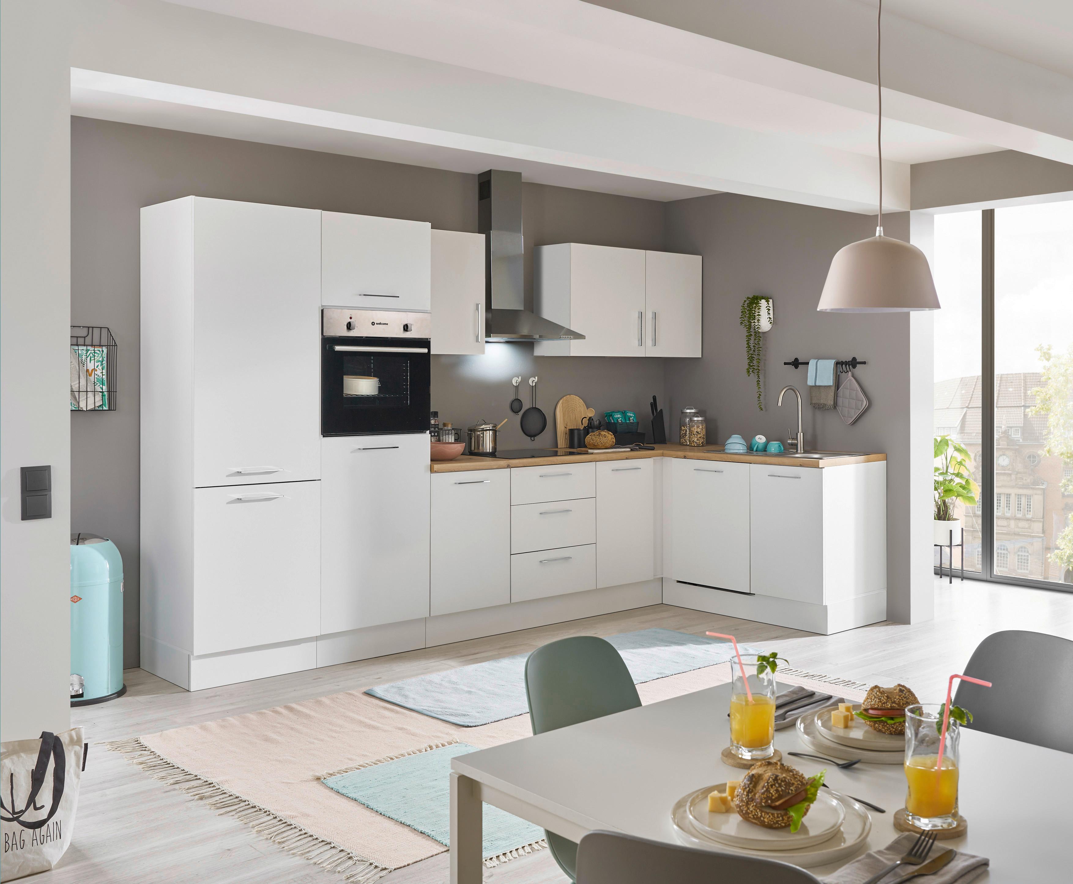 Eckküche Turin Weiß/Eiche Dekor 340x175 cm - Weiß/Eiche Artisan, Basics, Holzwerkstoff (340/175cm) - MID.YOU