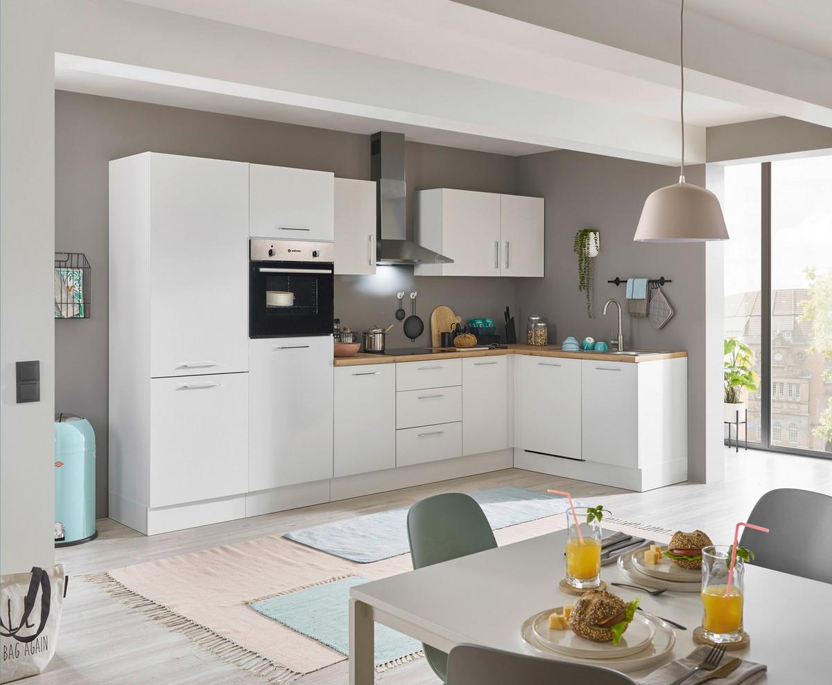 Eckküche Turin Weiß/Eiche Dekor 340x175 cm - Weiß/Eiche Artisan, Basics, Holzwerkstoff (340/175cm) - MID.YOU