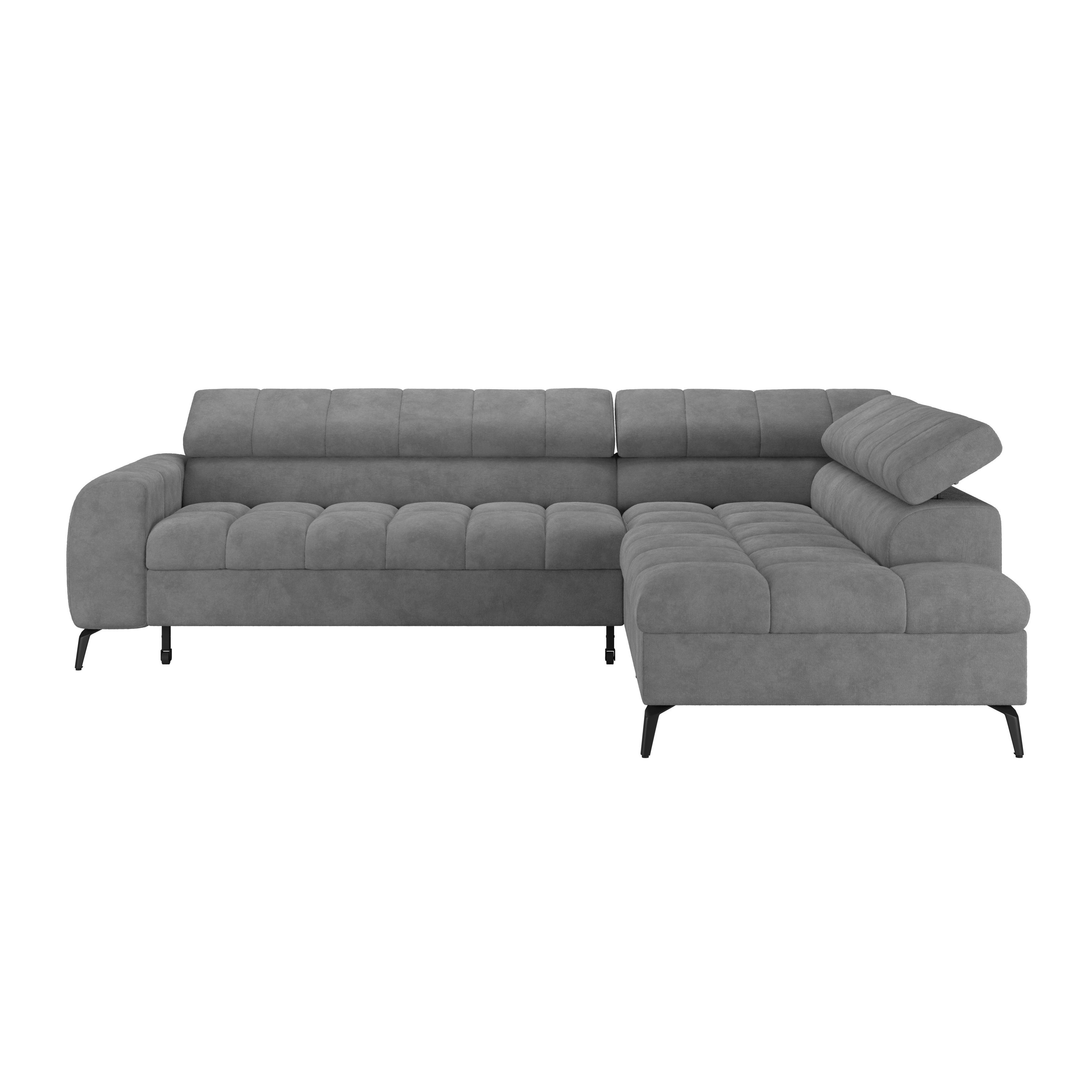 Ecksofa Volf rechts new graublau, S: 261x203 cm - Graublau/Schwarz, Trend, Kunststoff/Textil (261/203cm)