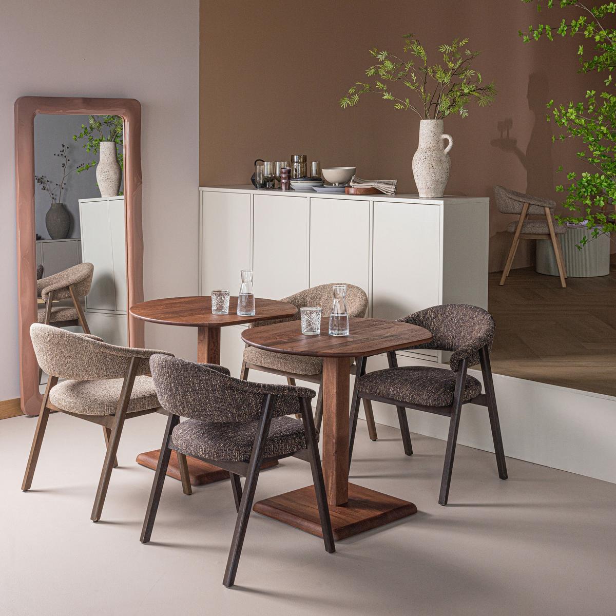 ARMLEHNSTUHL-SET Tunar Dunkelbraun 2-teilig - Dunkelbraun, MODERN, Holz/Textil (60/77/60cm) - Livetastic
