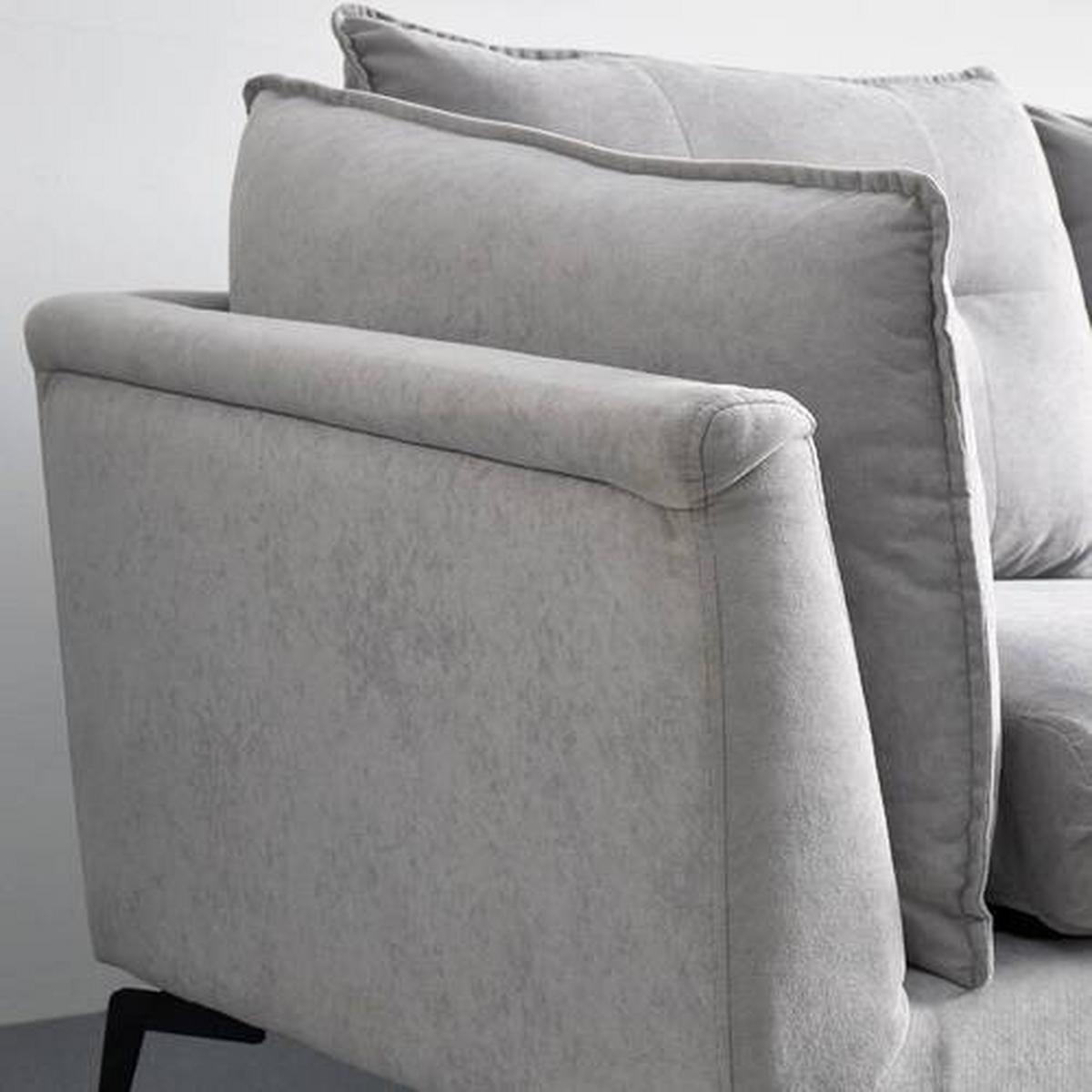 Sedací souprava SANDRO světlešedá - černá/světle šedá, Moderní, kov/dřevo (258/86/82-160cm) - Bessagi Home