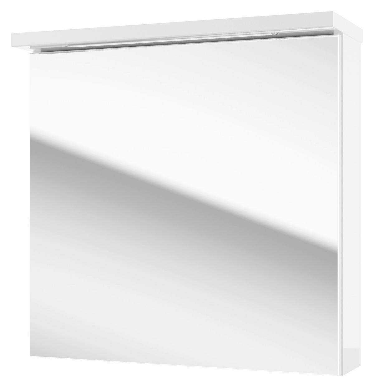 Spiegelschrank Rima Mit Led 1 Tür BxHxT: 61x60x20 cm - Weiß, Basics, Glas/Holzwerkstoff (61/60/20cm) - MID.YOU