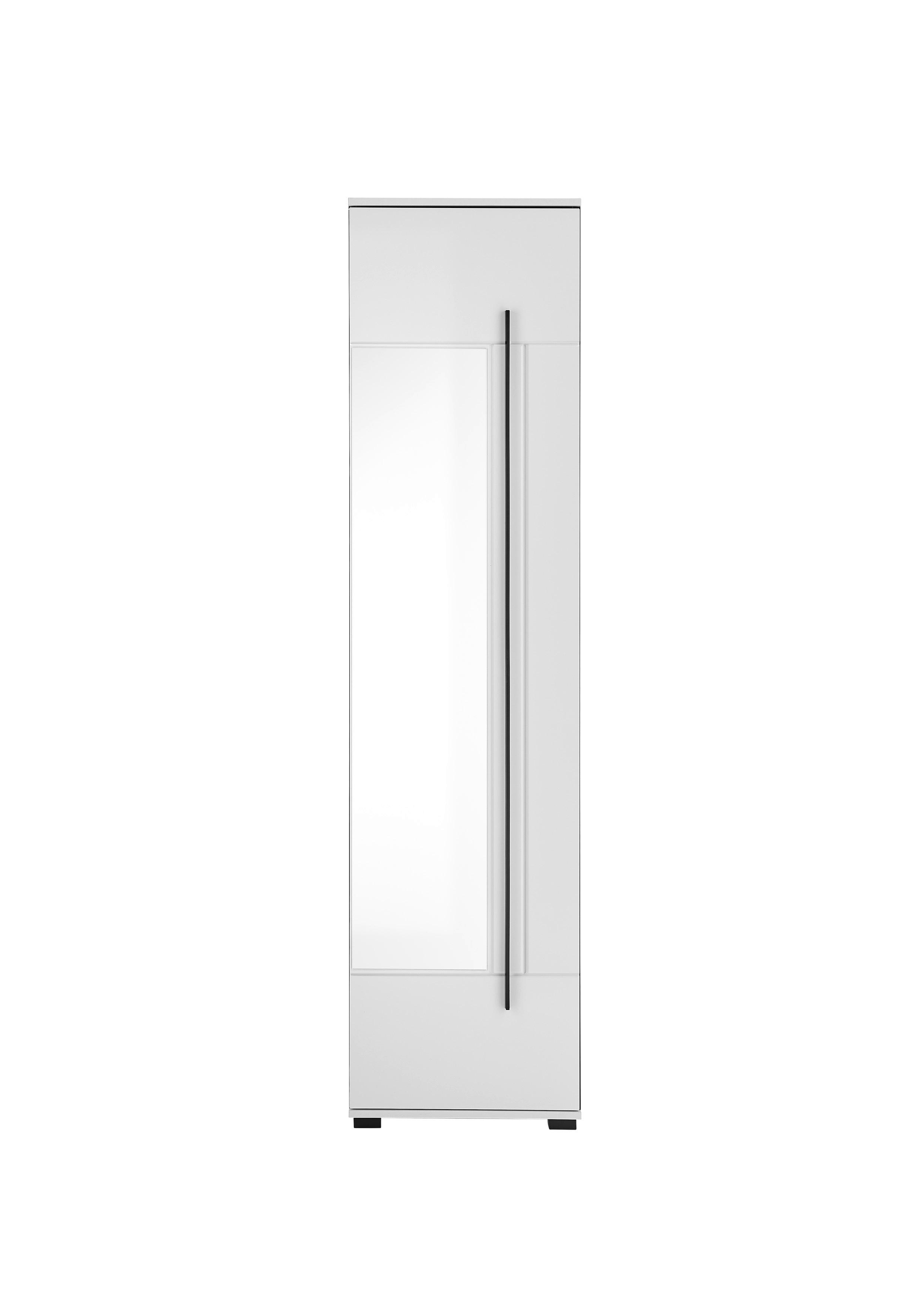 Mehrzweckschrank Cantara Weiß/Weiß HG B: 50cm - Weiß Hochglanz/Schwarz, MODERN, Glas/Holzwerkstoff (50/201/39cm) - MID.YOU