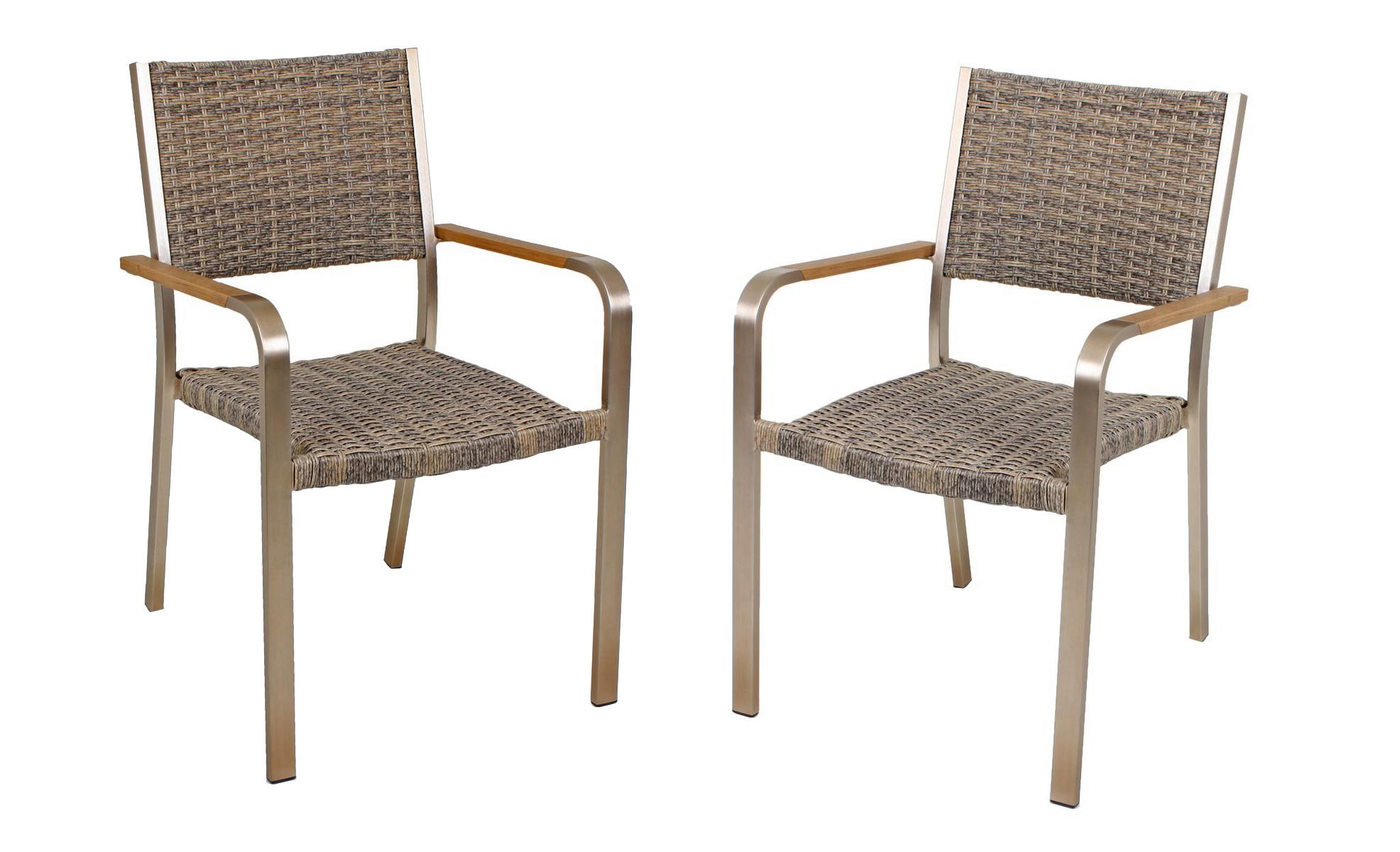 Gartenstuhl Stapelbar Florence 2er-Set Kunststoff/Aluminium - Braun, Basics, Kunststoff/Metall (55/86/60cm) - Gardenson