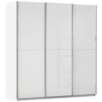 Schwebetürenschrank Fifty 3trg Weiß/Weißglas, B: 242 cm - Weiß, KONVENTIONELL, Glas/Holzwerkstoff (242/223/66cm) - Luca Bessoni