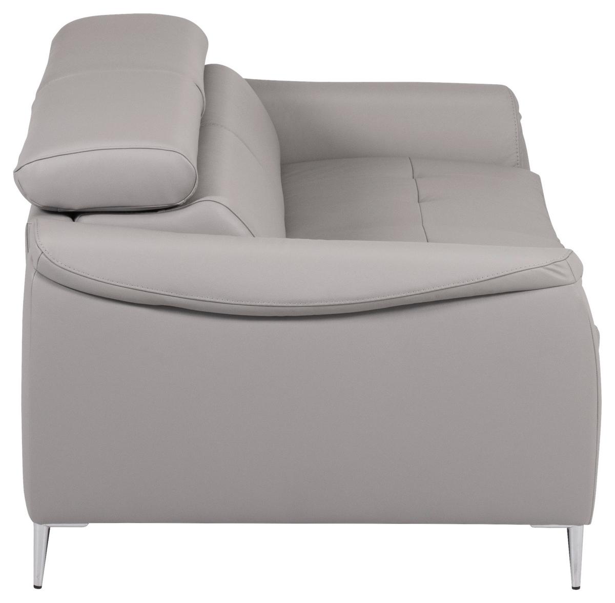 Schlafsofa Pafos Hellgrau Lederlook, Rindsleder B: 203cm - Hellgrau, Design, Leder (203/77-98/103cm) - MID.YOU