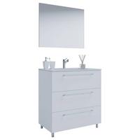 Badezimmer Schubo 3-Teilig Weiß B: 80 cm - Alufarben/Weiß, MODERN, Keramik/Holzwerkstoff (80cm) - MID.YOU