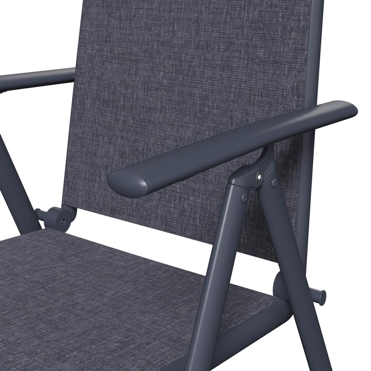 ZAHRADNÍ ŽIDLE NIKI - černá/tmavě šedá, Basics, kov/textil (56/106/54cm)