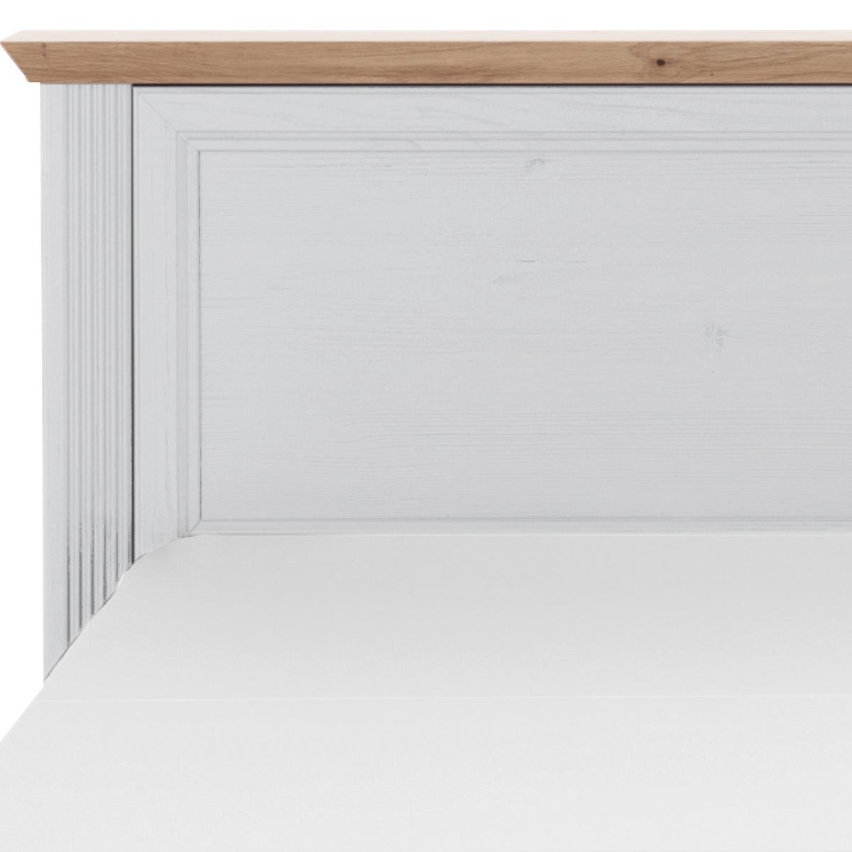 Doppelbett Landhaus-Stil 160x200 Jasmin II Weiß/Eiche - Schwarz/Weiß, LIFESTYLE, Holzwerkstoff (160/200cm)