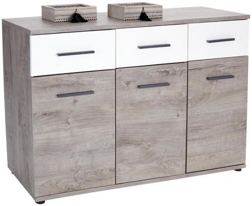 Komód Julia - Tölgyfa/Fehér, konvencionális, Faalapú anyag (135/91/40cm)