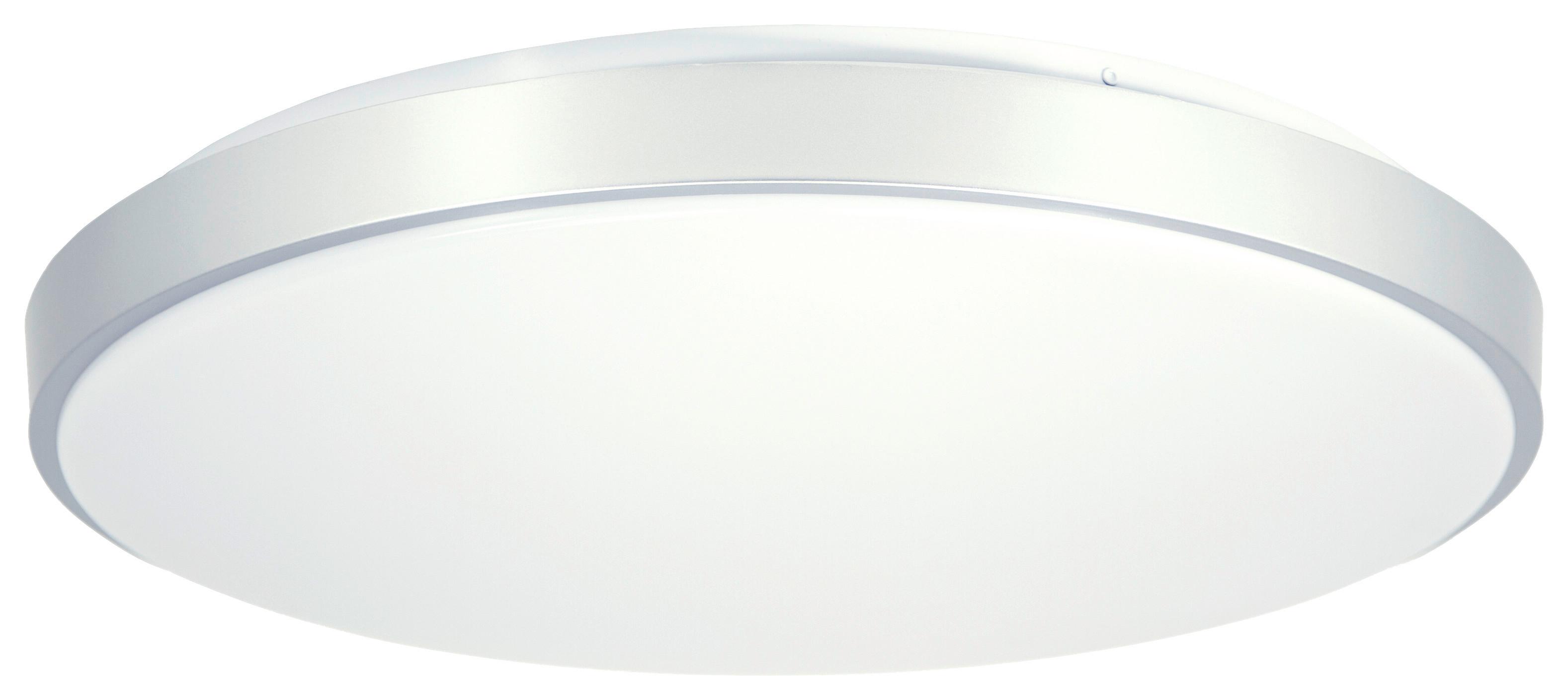 LED-Deckenleuchte 41586-24 Ø 50,5 cm mit Fernbedienung - Silberfarben/Opal, Basics, Kunststoff/Metall (50,5/8cm)