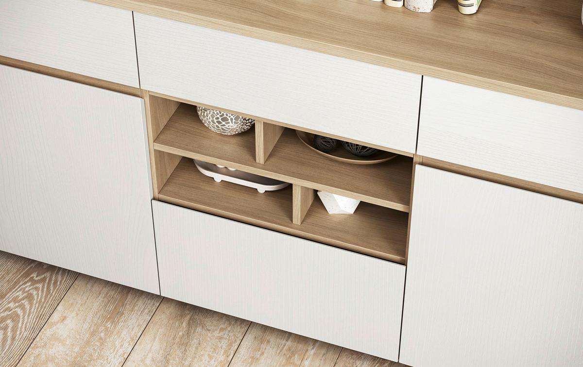 Buffet Stranda Weiß/Eiche B: 164cm - Eichefarben/Weiß, Design, Holzwerkstoff (164/195/39cm) - MID.YOU