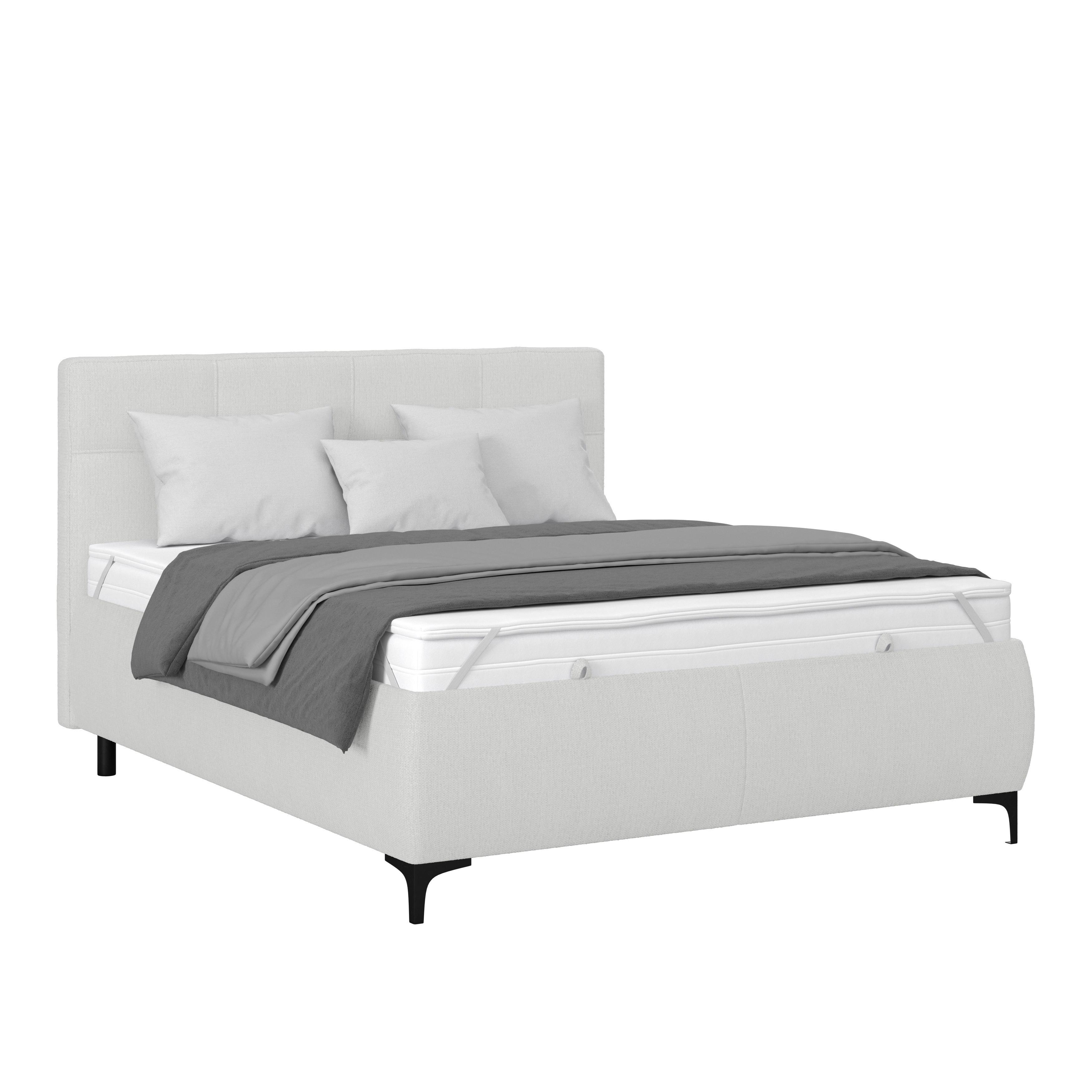 Polsterbett Zeni 140 - Creme/Schwarz, KONVENTIONELL, Holz/Textil (140/200cm)