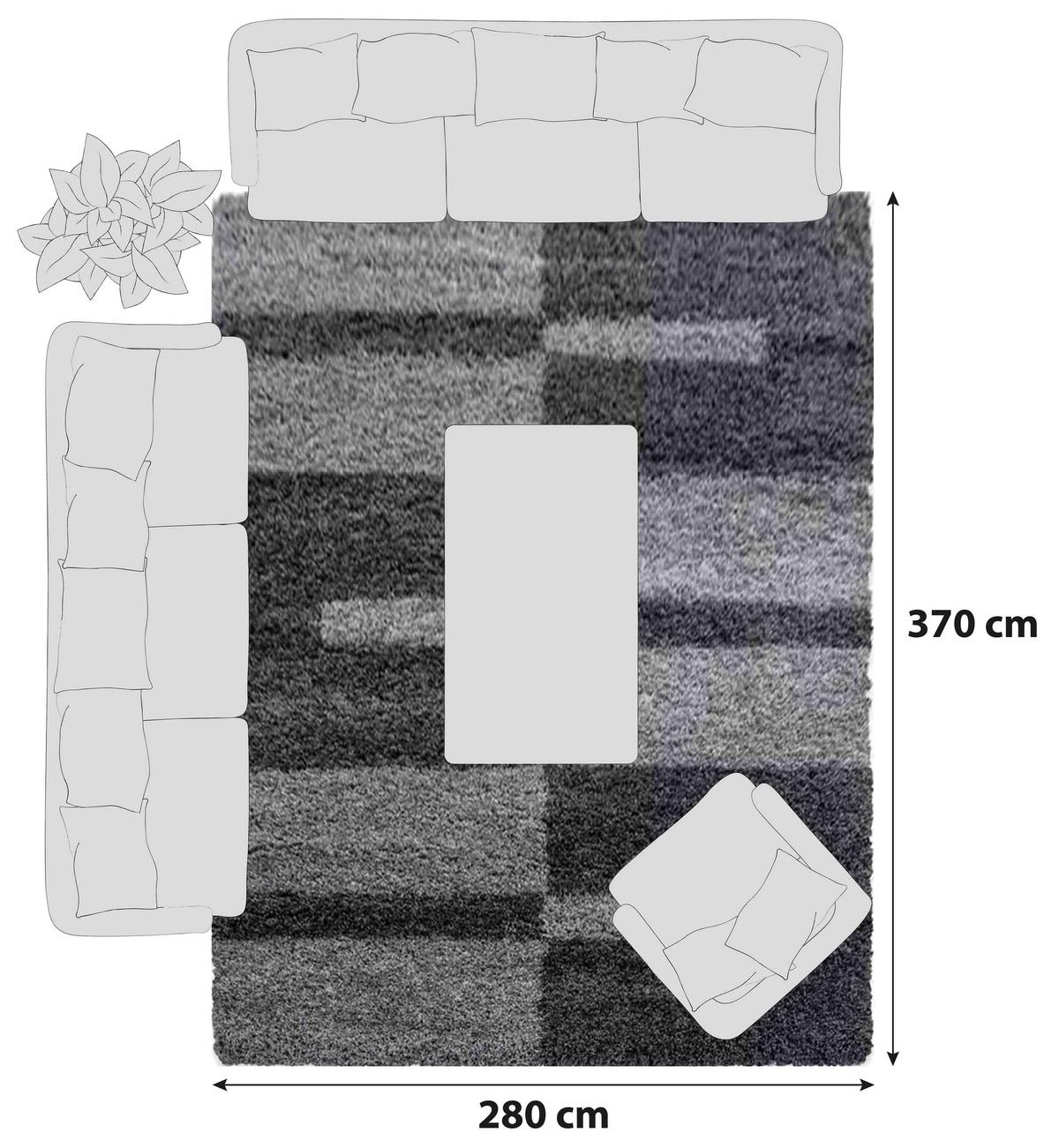 Hochflor Teppich Grau Gala 280x370 cm - Grau, Design, Textil (280/370cm)