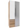 Drehtürenschrank Level 36 A Weiß/Eiche Dek/Spiegel,b:100cm - Plankeneiche/Eichefarben, KONVENTIONELL, Glas/Holzwerkstoff (100/216/58cm) - MID.YOU