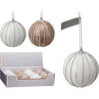 VIanočná ozdoba Ø 8cm - piesková/biela, Basics, plast (8cm)