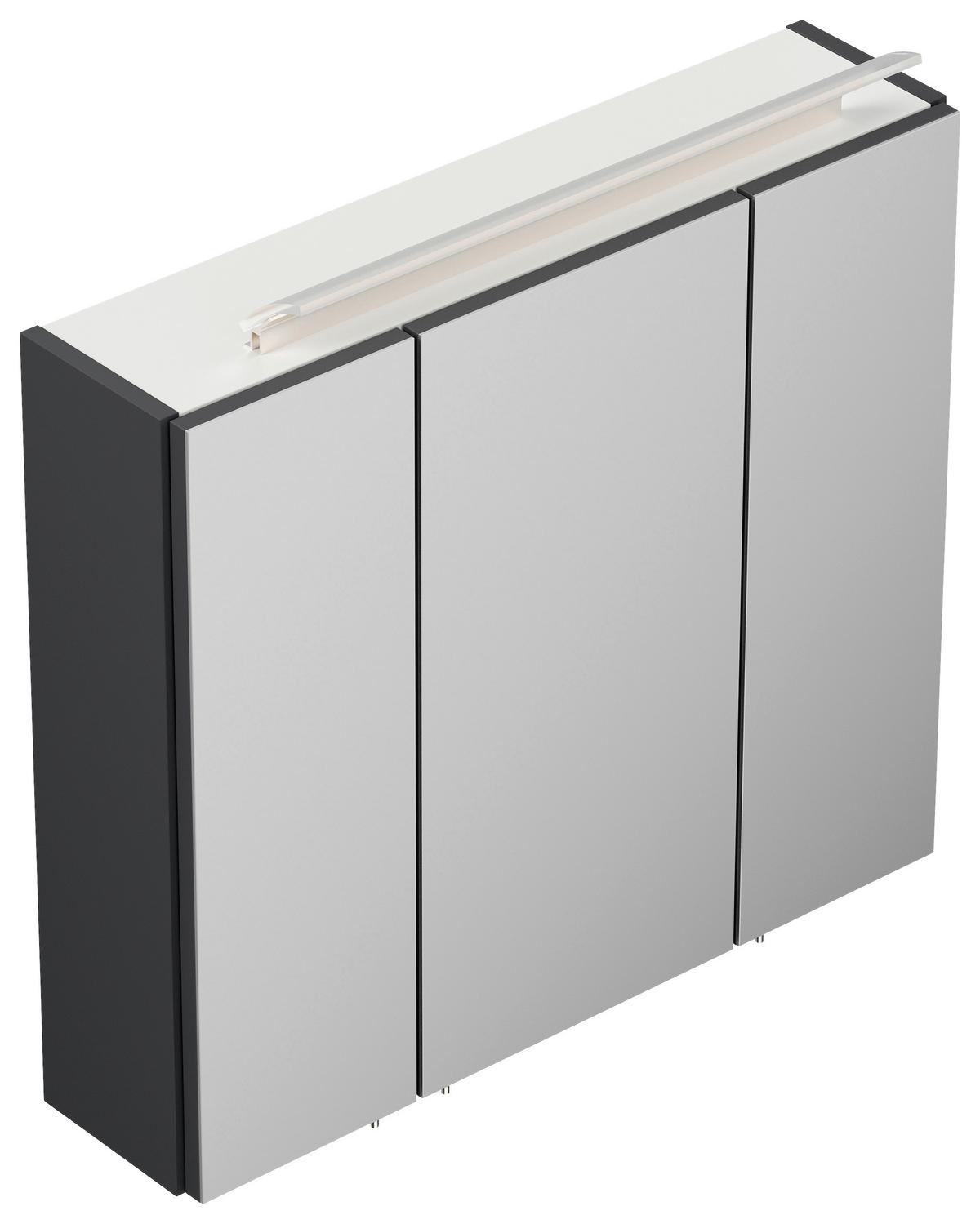 Spiegelschrank Graphitfarben B: 70 cm - Graphitfarben, MODERN, Glas/Holzwerkstoff (70/62/17cm) - MID.YOU