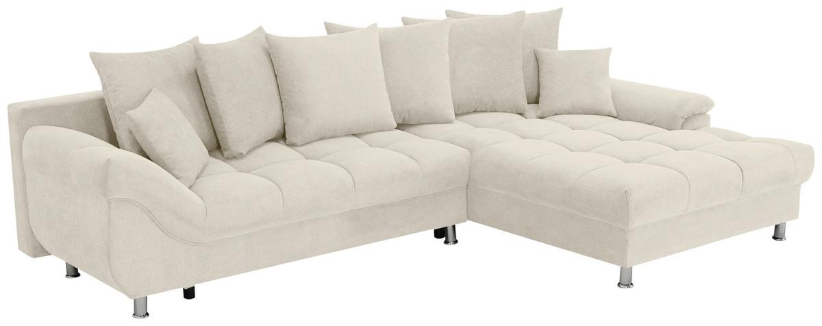 Rohová sedačka ERICE, pravá krémová - krémová/barvy chromu, Design, textil/plast (312/198cm)