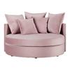 Kulatá pohovka s polštáři ELENA, růžová - růžová/černá, Moderní, dřevo/textil (130/65/140cm) - Bessagi Home