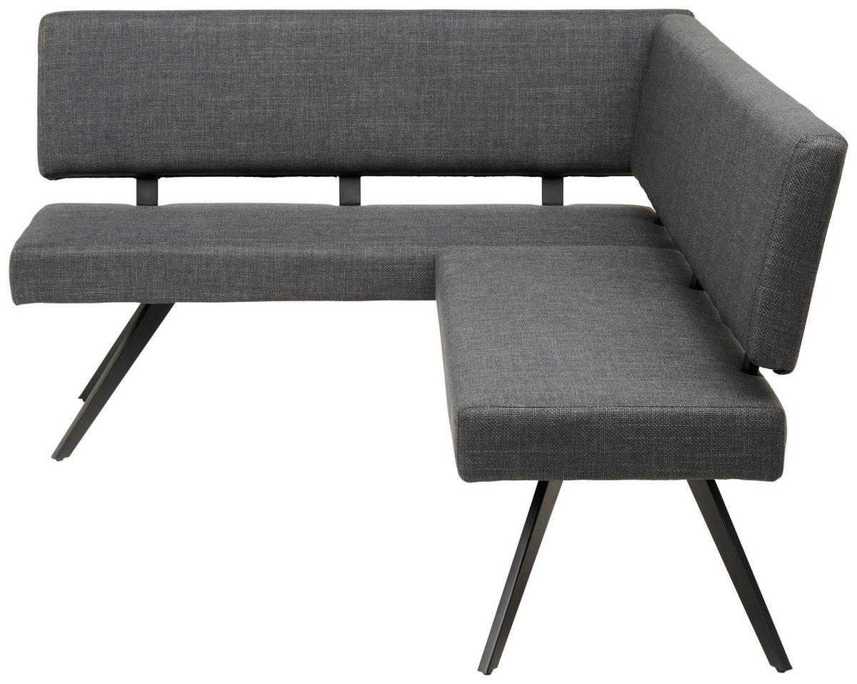 Eckbank Andros dunkelgrau, S: 150x190cm - Dunkelgrau/Schwarz, KONVENTIONELL, Textil/Metall (150/190cm) - Livetastic