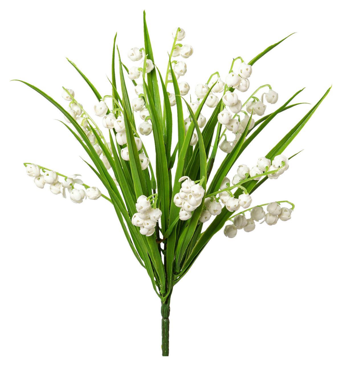 Kunstblume Maiglöckchen Weiß L: 30cm, Carola - Weiß/Grün, Natur, Kunststoff (30cm)