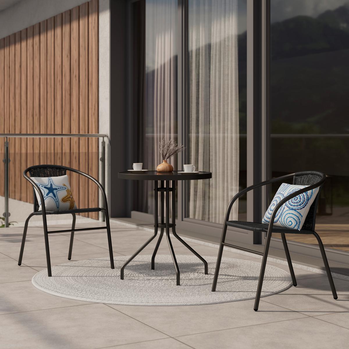 Balkonszett Mailand - fekete, Modern, műanyag/üveg - Luca Bessoni