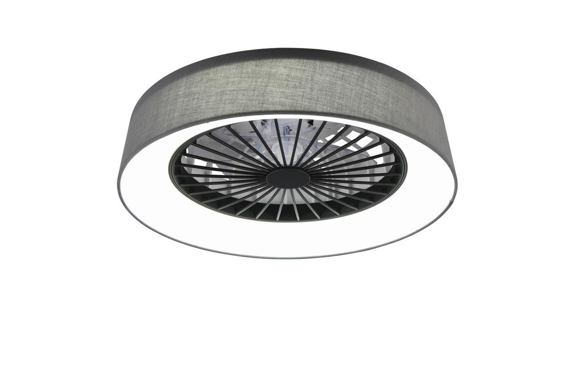 Deckenventilator Farsund Grau Schwarz D: 48 Cm - Transparent/Schwarz, Design, Kunststoff/Textil (48,0/19,5cm)