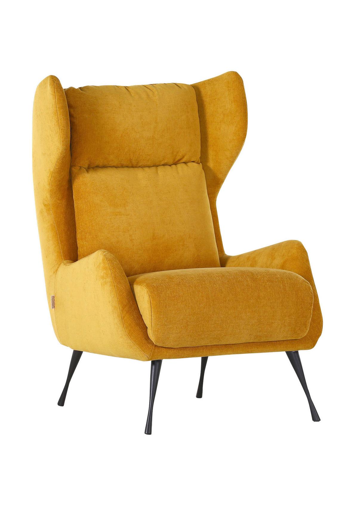 Ohrensessel Gelb B: 75 cm - Gelb/Schwarz, Trend, Textil (75/111/83cm) - Livetastic