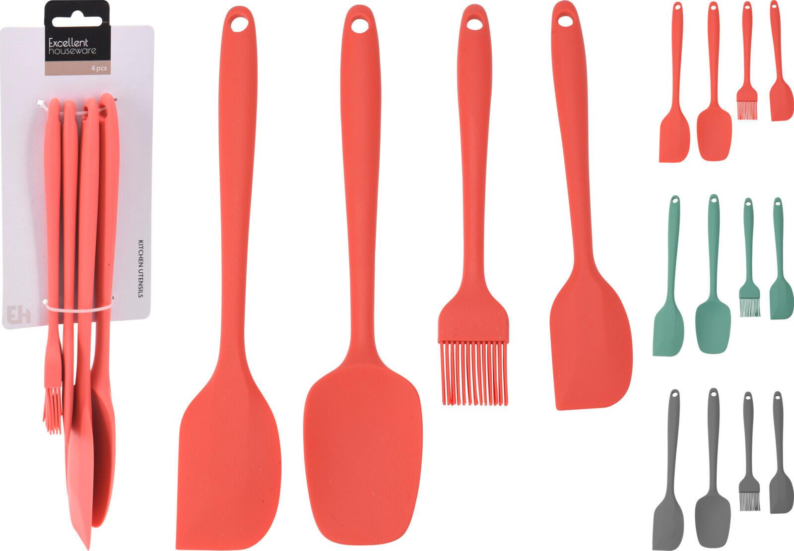 Kuchynské pomôcky KITCHEN TOOLS SET - koralová/sivá, Basics