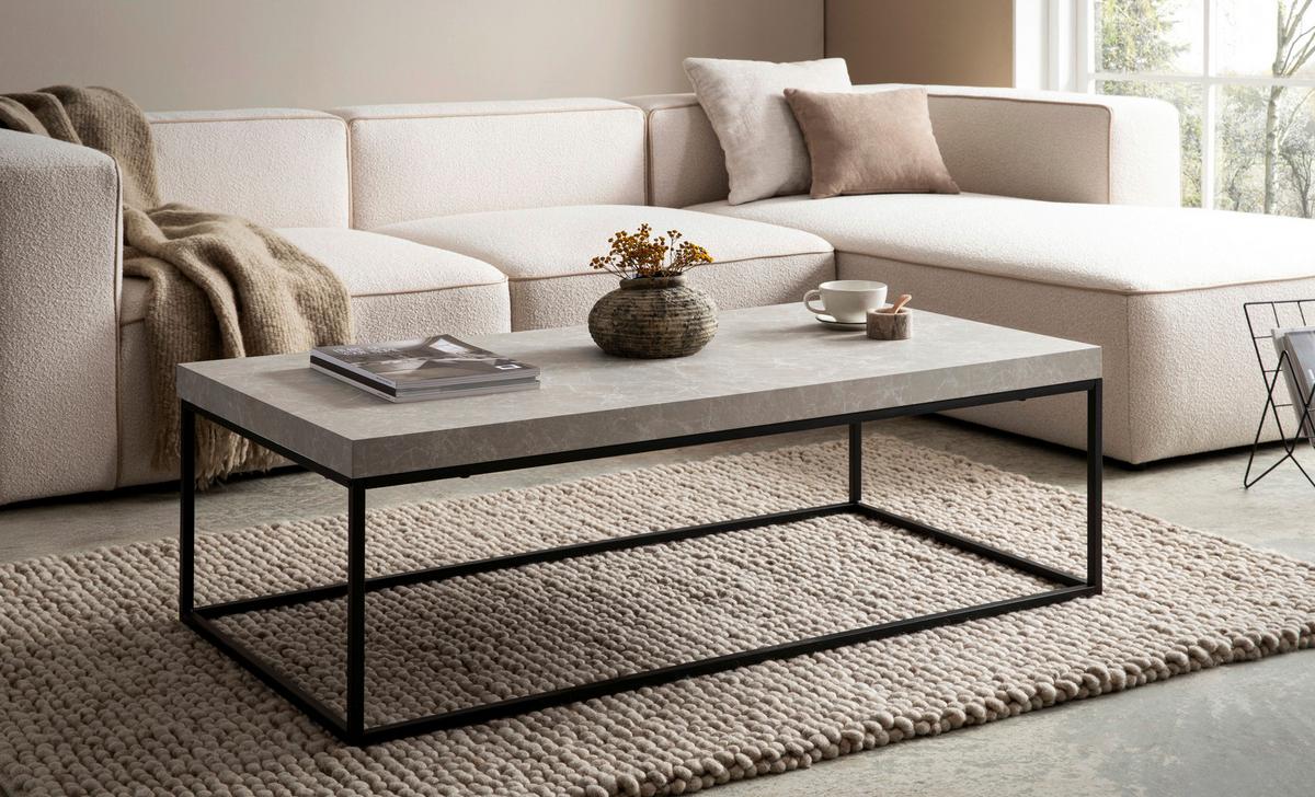 Couchtisch Sandfarben L: 120 Cm - Sandfarben/Schwarz, Design, Holzwerkstoff/Metall (120/60/38cm) - Livetastic