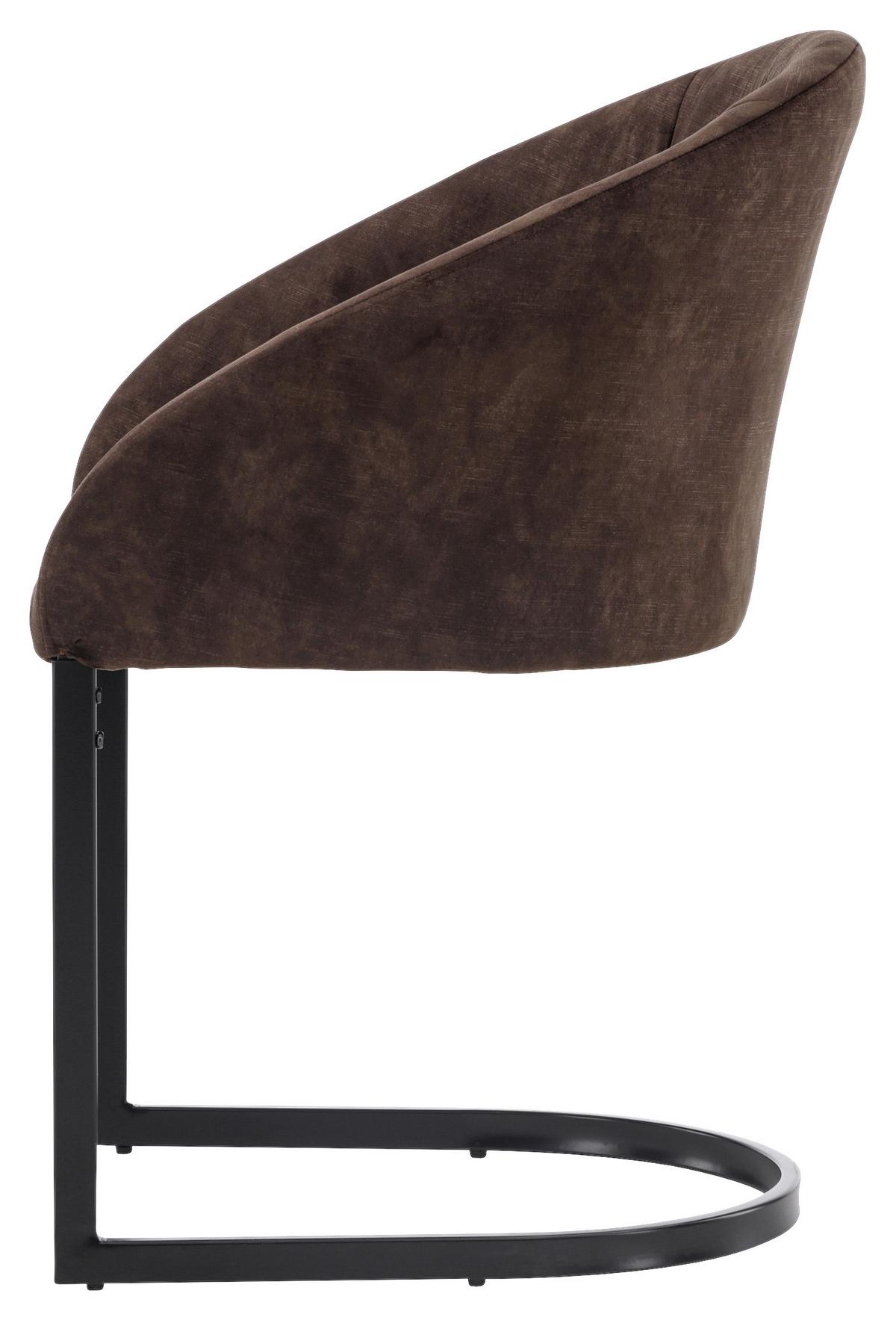 Stuhl-Set Evening - Dunkelbraun/Schwarz, Design, Textil/Metall (56/82/65cm) - Livetastic