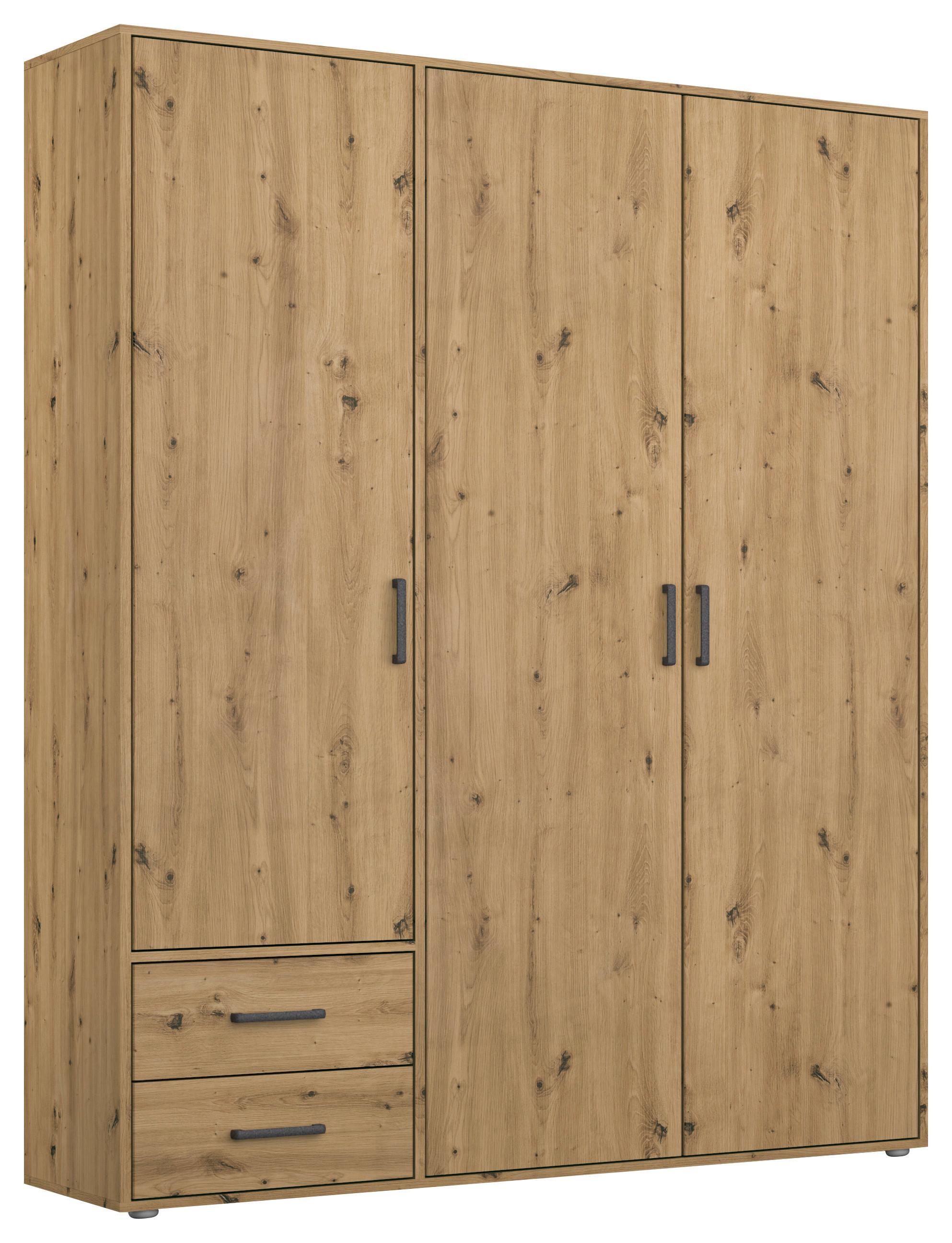 Drehtürenschrank Mit Spiegel 140 cm Voyager Eiche Artisan - Eiche Artisan, MODERN, Holzwerkstoff (140/194/53cm) - Rauch Möbel