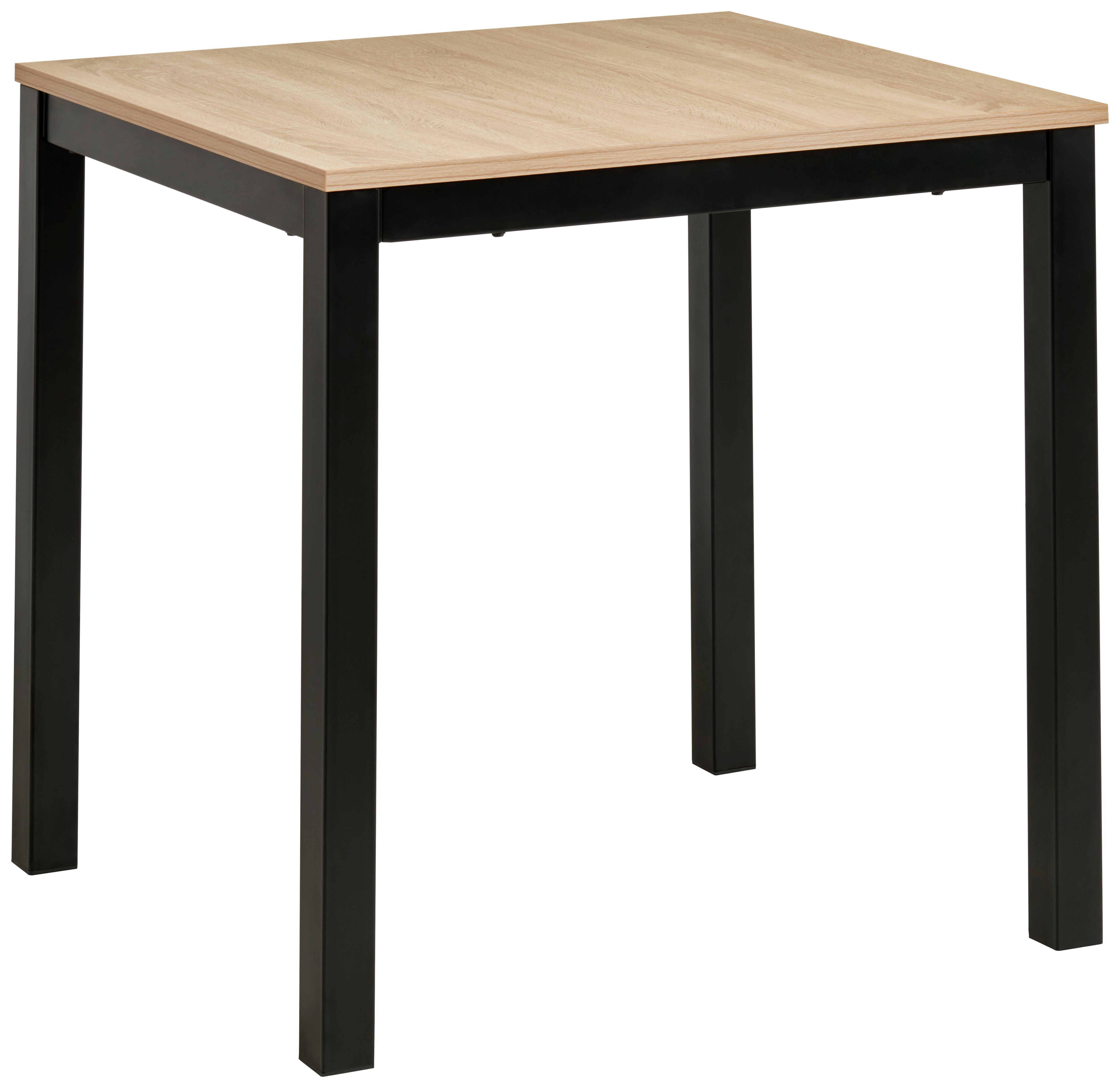 Ausziehtisch Gina 80 cm Mdf Sonoma Dekor, B: 80-120 cm - Schwarz/Sonoma Eiche, KONVENTIONELL, Holzwerkstoff/Metall (80-120/76/70cm) - MID.YOU