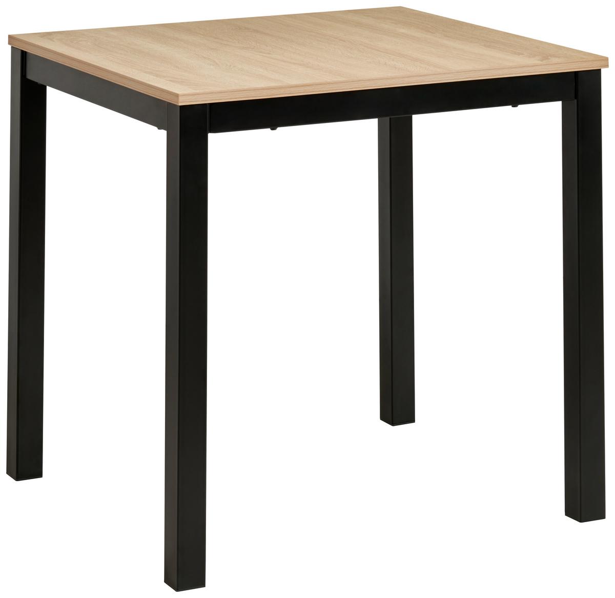 Ausziehtisch Gina 80 cm Mdf Sonoma Dekor, B: 80-120 cm - Schwarz/Sonoma Eiche, KONVENTIONELL, Holzwerkstoff/Metall (80-120/76/70cm) - MID.YOU
