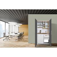 Schrankküche mit Kühlschrank + Kochfeld 104 cm Modern - Weiß/Grau, MODERN, Holzwerkstoff/Metall (104/193/67cm) - Respekta