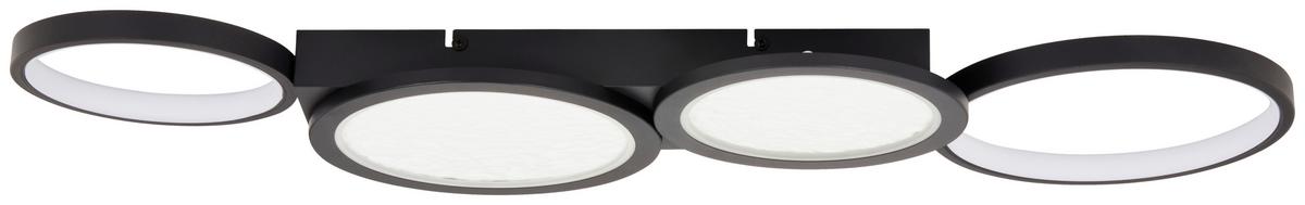 Led-deckenleuchte, 4000k Rund - Schwarz, MODERN, Kunststoff/Metall (86/32/4,5cm)