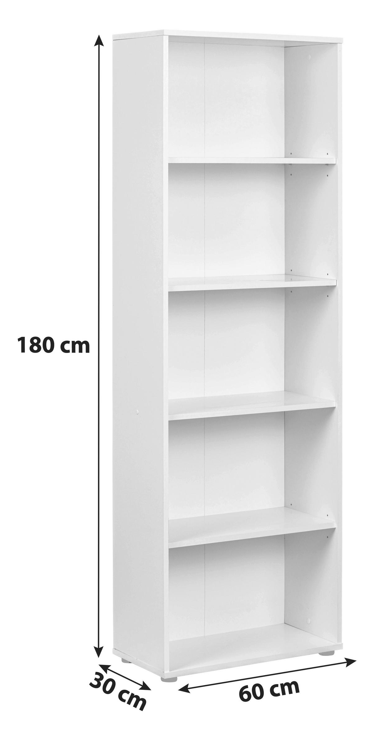 Standregal Dekor Arco 4 60 Cm Weiß - Schwarz/Weiß, Basics, Holzwerkstoff (60/180/30cm) - MID.YOU