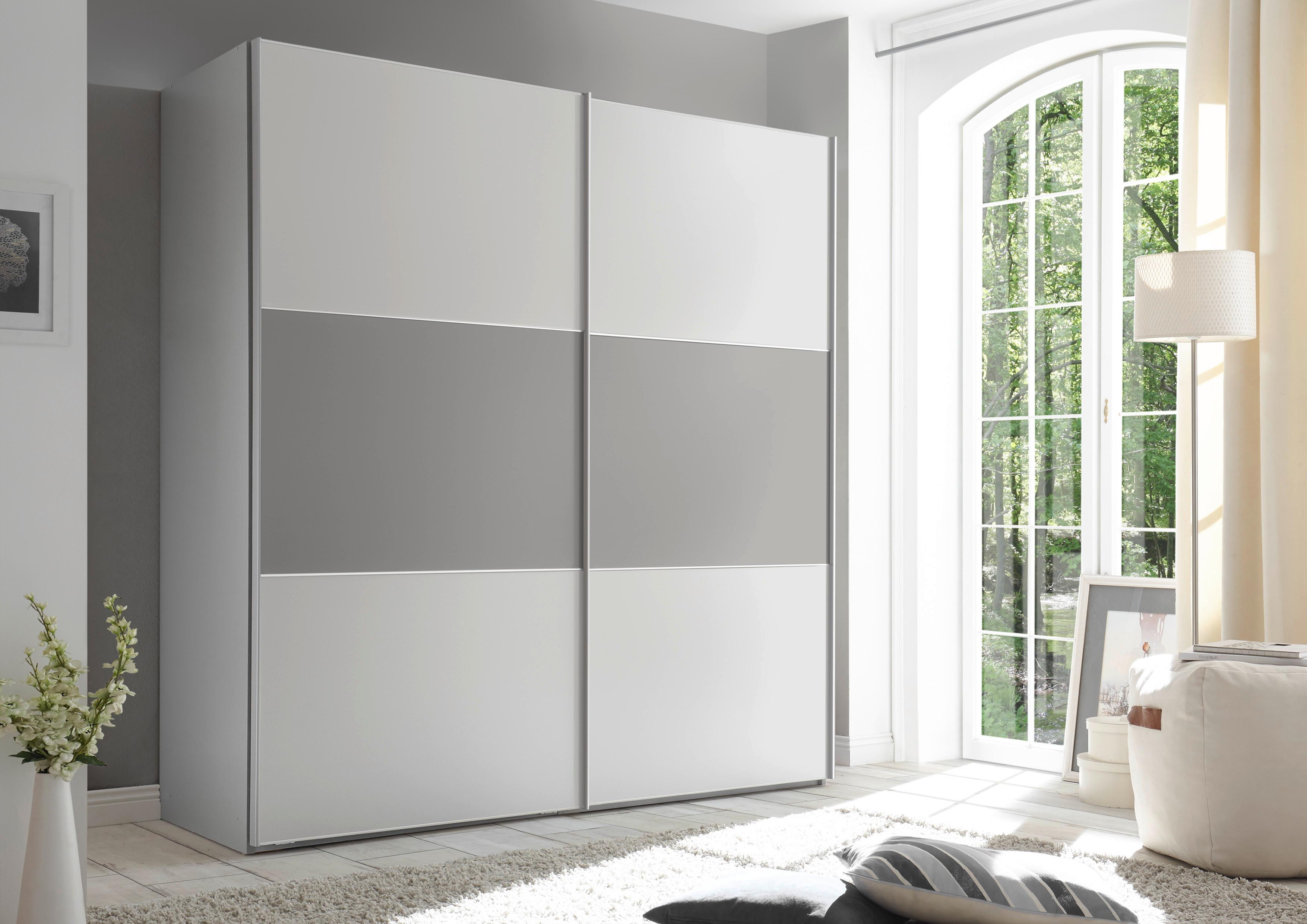 Schwebetürenschrank 167 Cm Includo Weiß/grau - Weiß/Grau, MODERN, Holzwerkstoff (167/222/68cm)