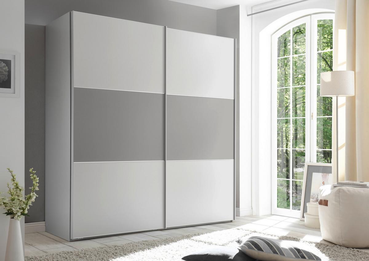 Schwebetürenschrank 167 Cm Includo Weiß/grau - Weiß/Grau, MODERN, Holzwerkstoff (167/222/68cm)
