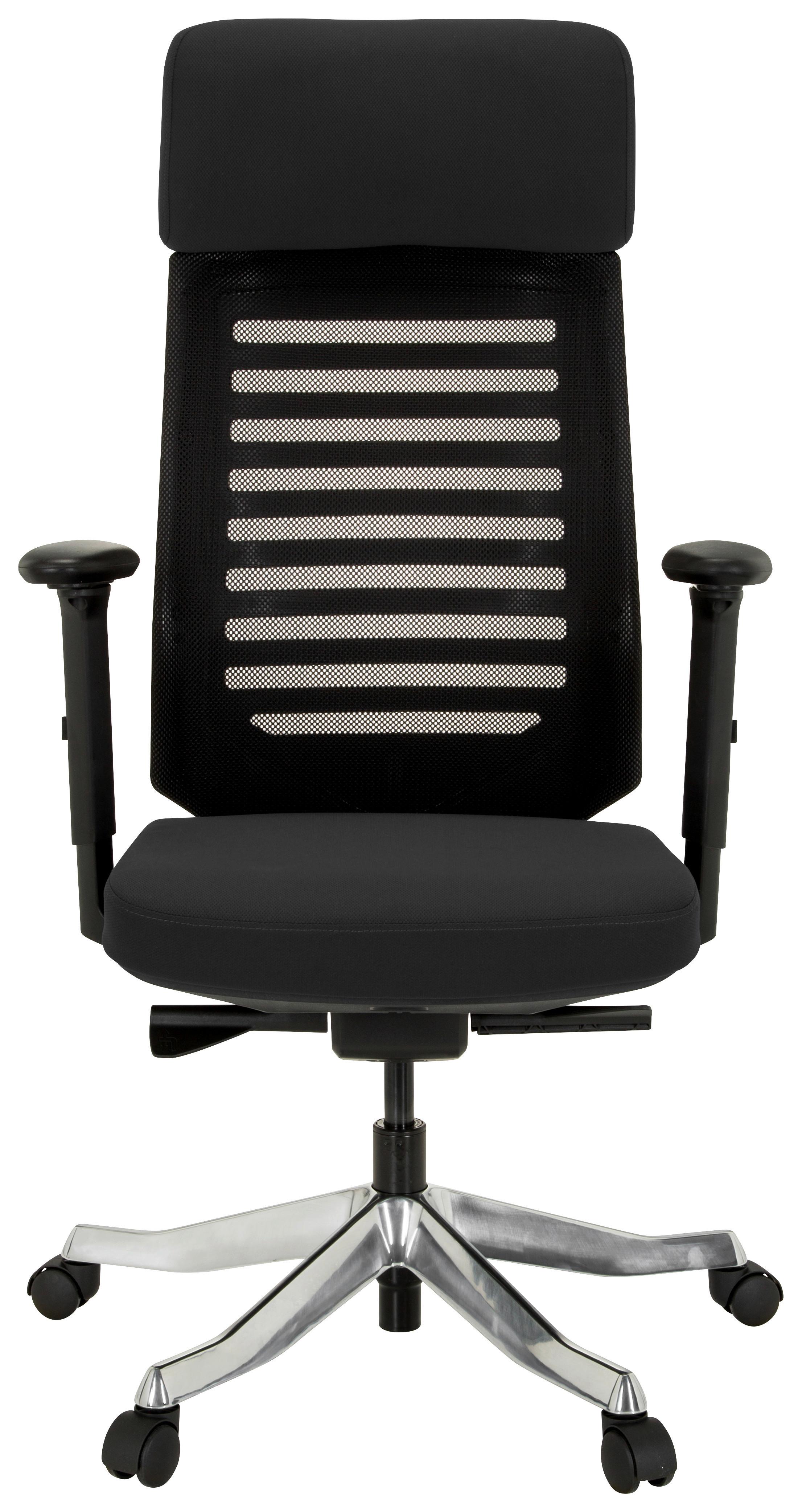 Drehstuhl Asgon Schwarz - Alufarben/Schwarz, MODERN, Kunststoff/Textil (68/119/55cm) - MID.YOU