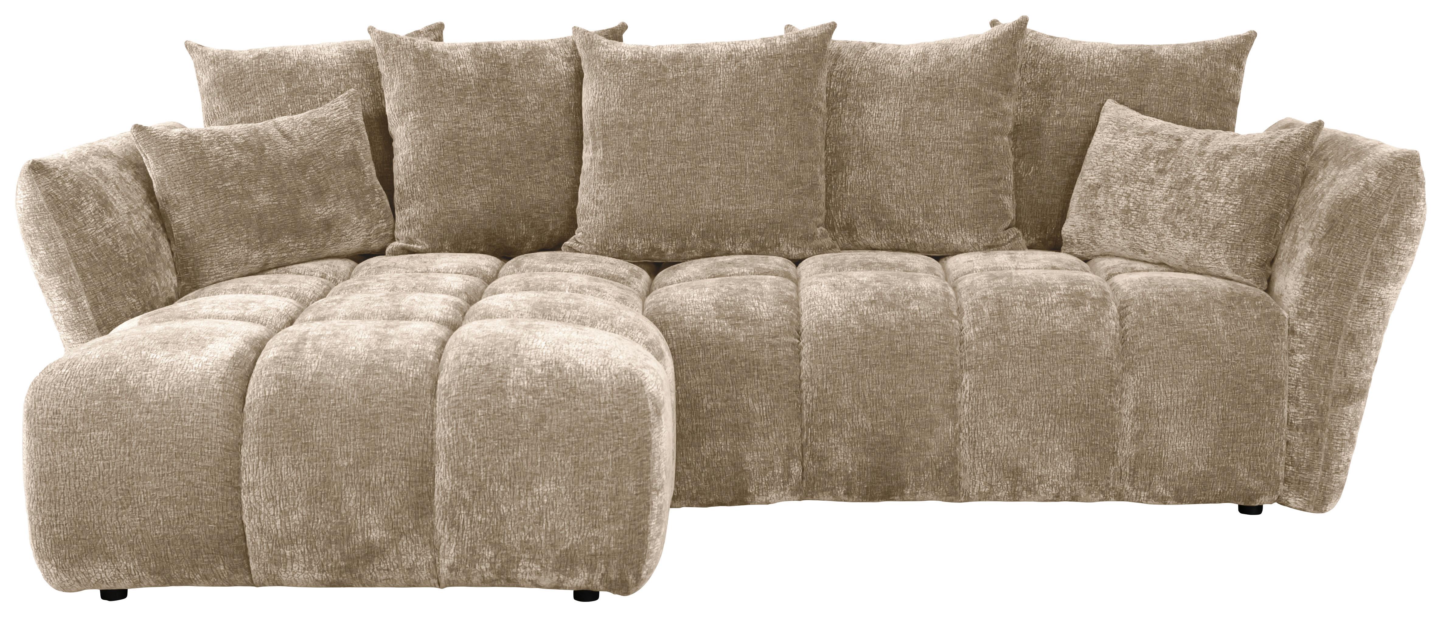 Univerzálna sedačka CAMMELLIO, sivohnedá ženilka, 7 vankúšov - čierna/taupe, Modern, textil (296/75-95/189cm) - Mömax