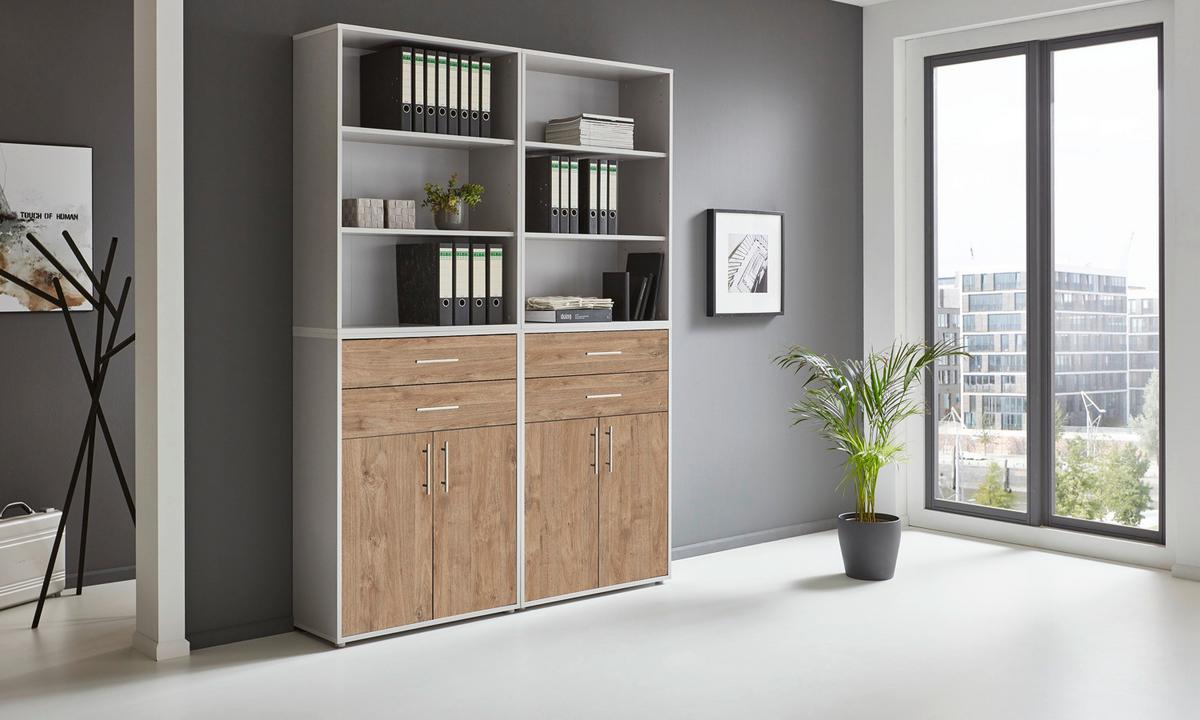 Aktenschrank Office Edition Grau/eiche Dekor B: 168,8cm - Eichefarben/Grau, MODERN, Holzwerkstoff (168,8/227,2/33cm) - MID.YOU