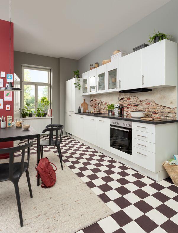 Einbauküche Ip1200 Frei Planbar Modernes Design - Schwarz/Weiß, MODERN, Holzwerkstoff - Impuls