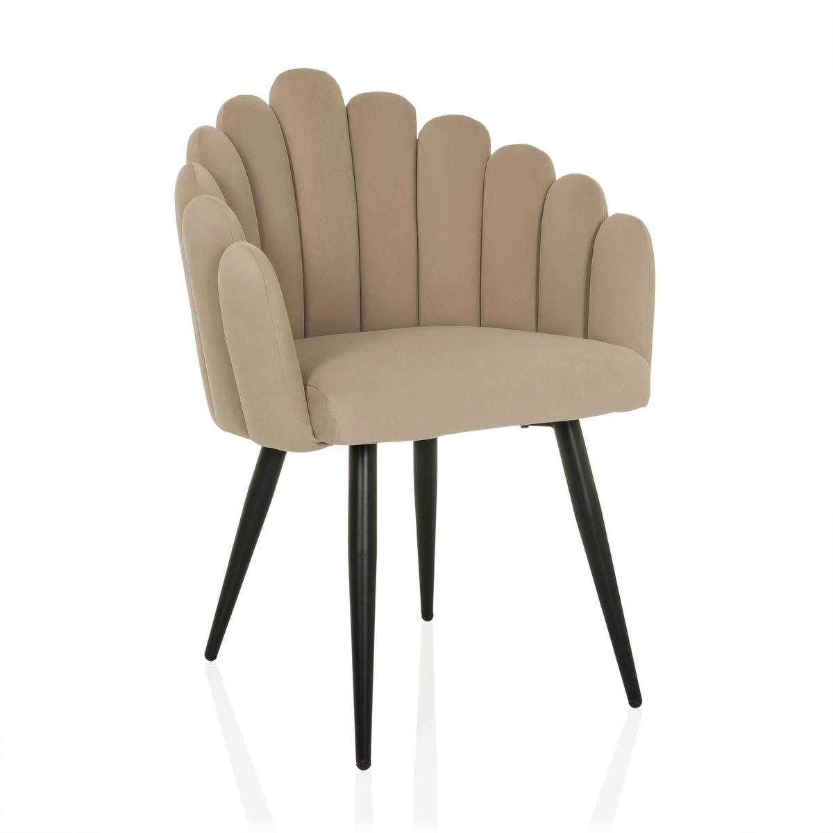 Armlehnstuhl Scallore Beige B: 63 cm - Beige/Schwarz, MODERN, Textil/Metall (63/84/56cm) - MID.YOU