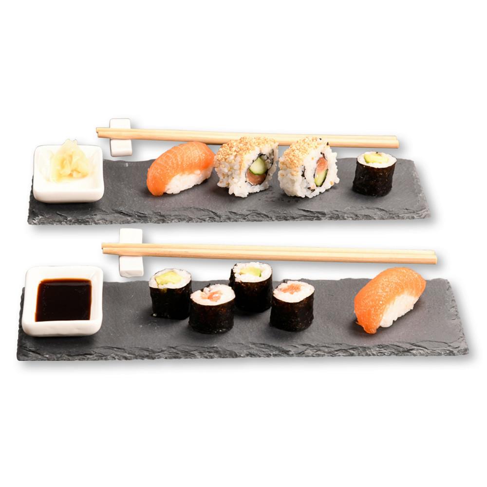 Servierplatte Sushi-Set 8-teilig - Schwarz, Basics, Stein (33/23/23cm) - Kesper